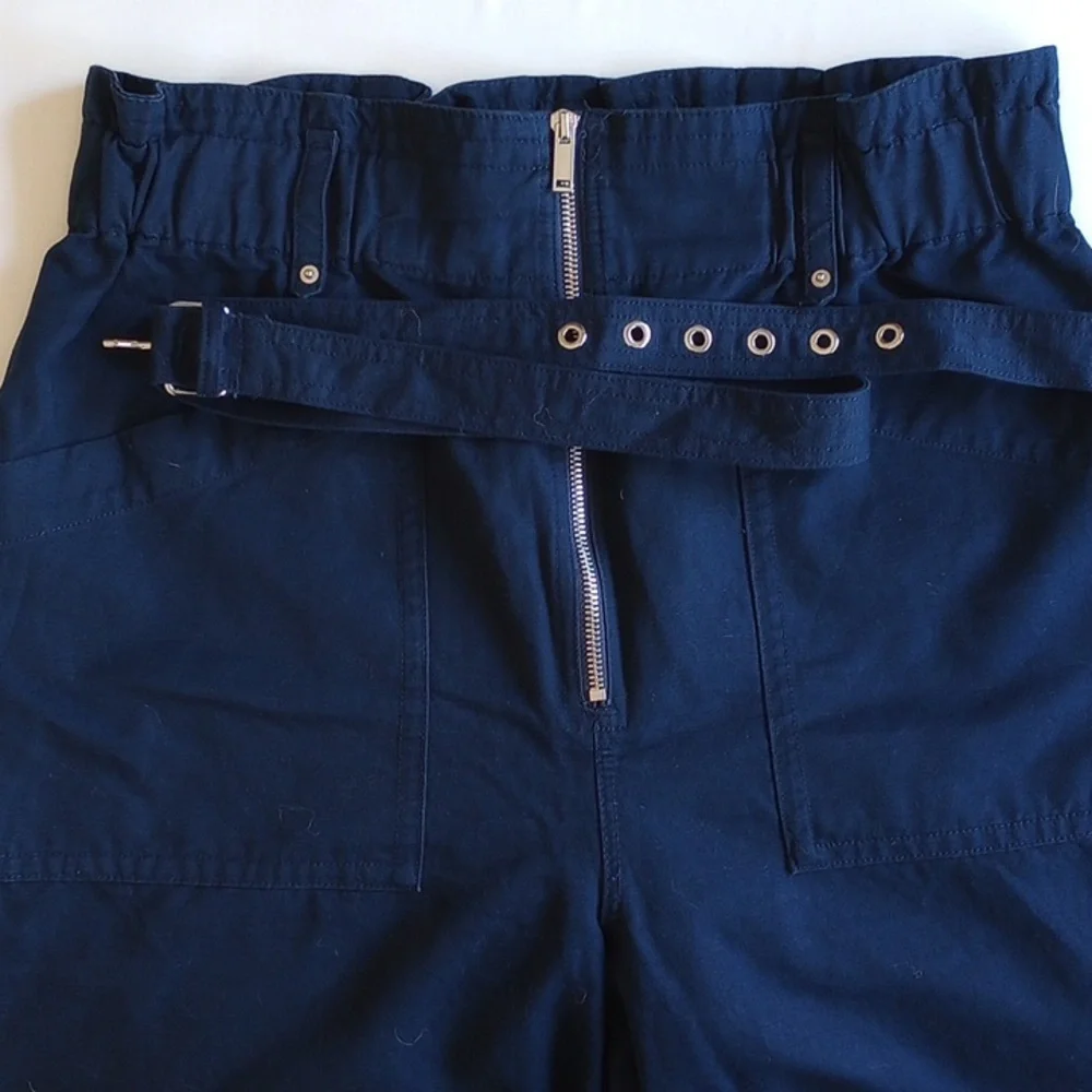 NWOT Cotton Linen The Paperbag Pant 14 Cropped Hyper Navy Banana Republic